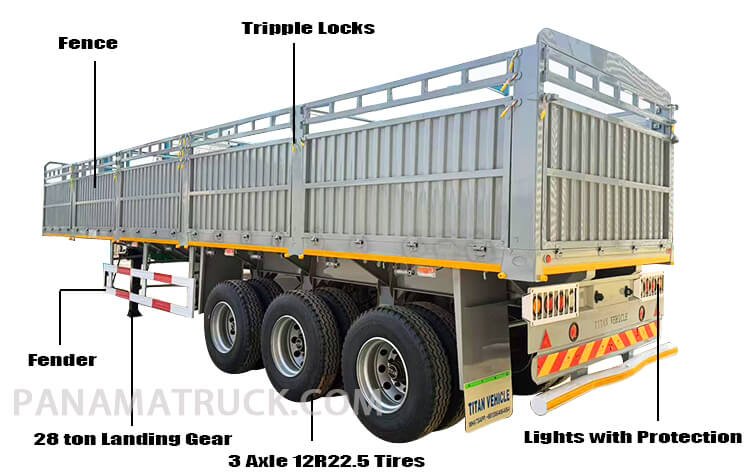 3 Axle Fence Semi Trailer for Sale in Panama